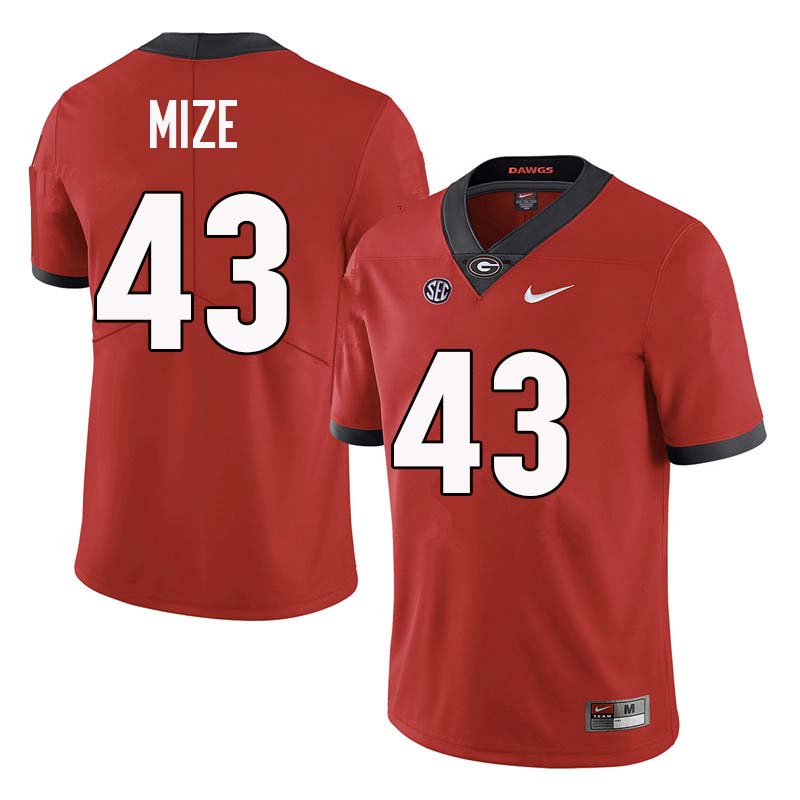Men Georgia Bulldogs #43 Isaac Mize College Football Jerseys Sale-Red